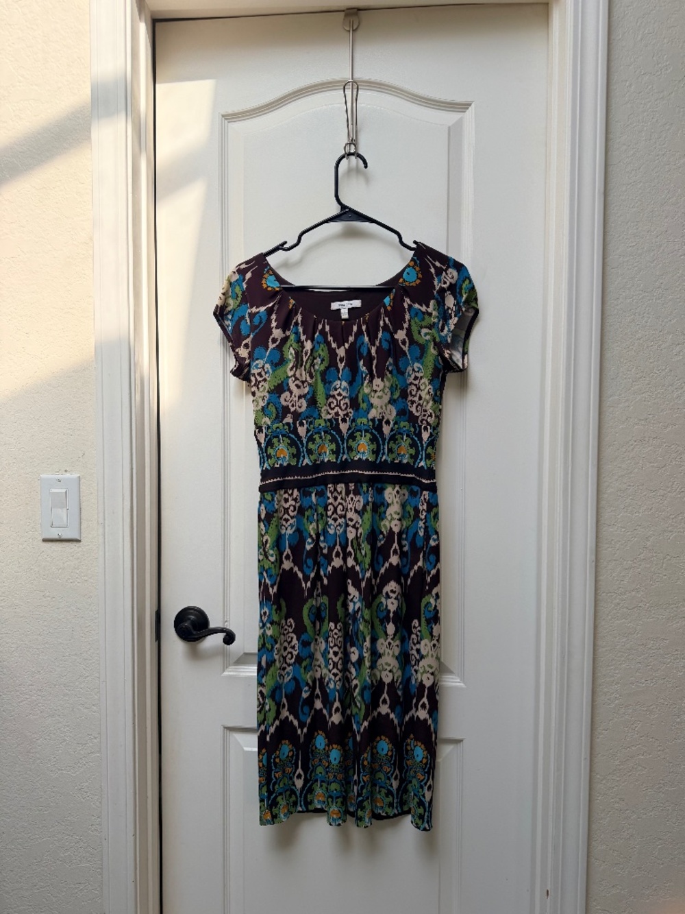 Croft & Barrow Printed Knit Dress | Size S | Petite-Friendly | Blue & Brown